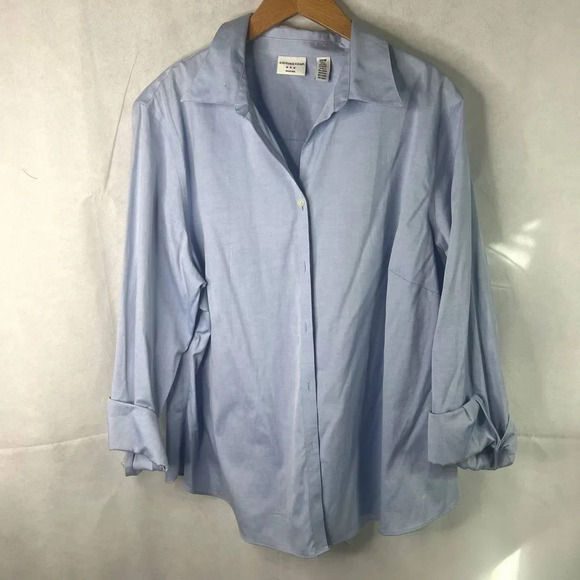 Covington Woman 100% Cotton Striped Blue Button Up Dress Shirt Plus Size 20W‎ - Picture 9 of 9